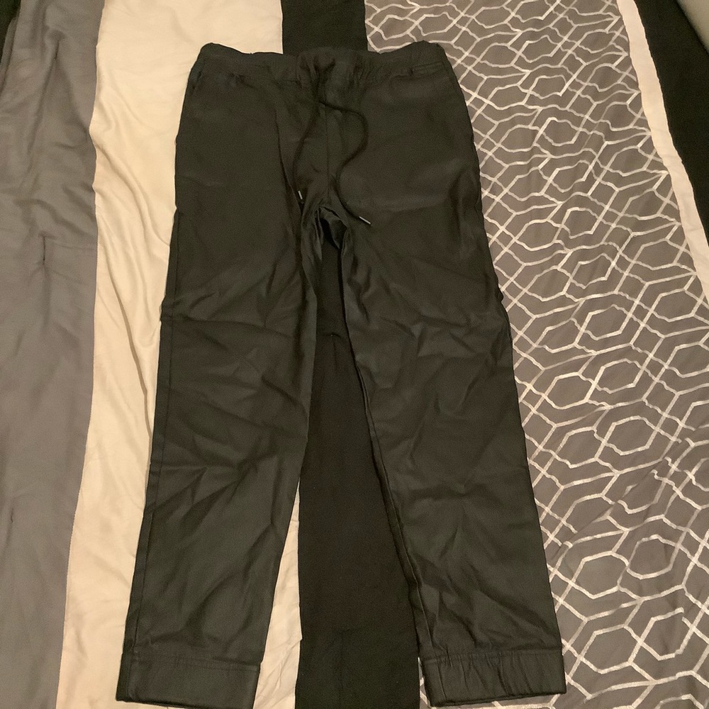Black Leather Jogging Pants